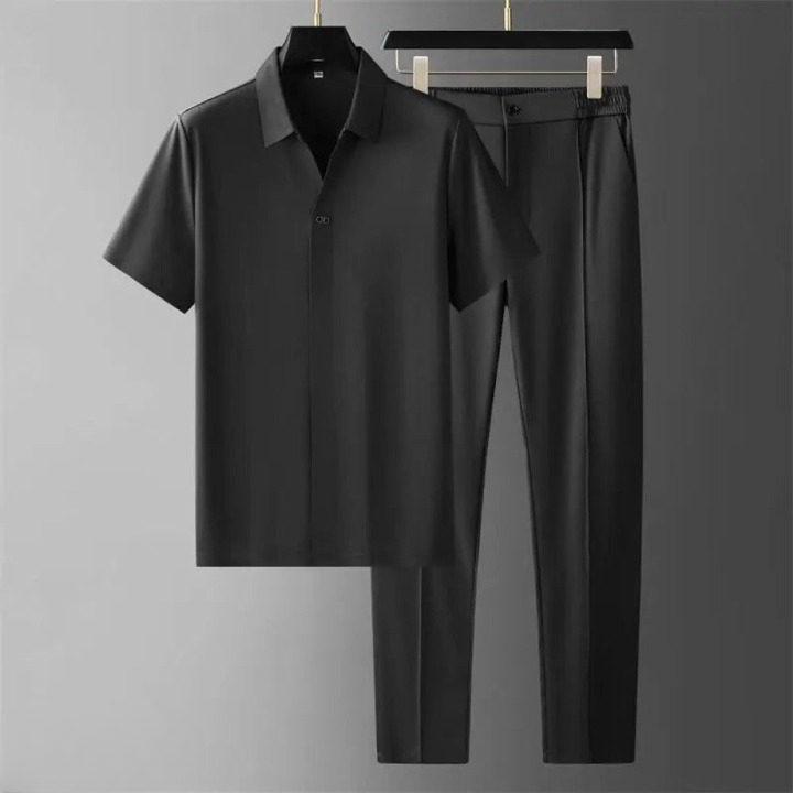 Levoire | Polo Et Pantalon Deux Pièces De Luxe Pour L'Été Pour Hommes Noir