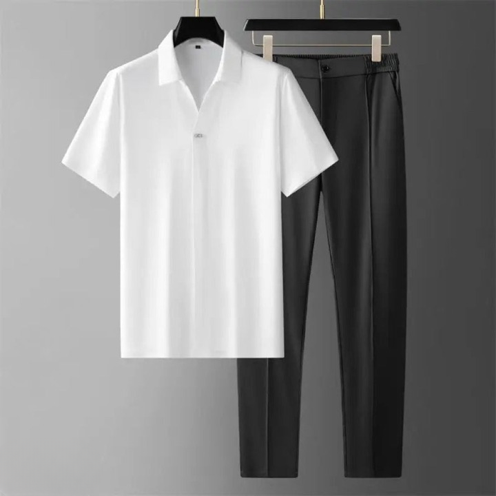 Levoire | Polo Et Pantalon Deux Pièces De Luxe Pour L'Été Pour Hommes Blanc