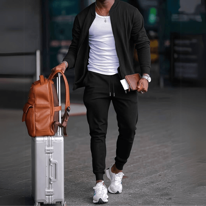 Levoire | Costume De Sport Pour Hommes Avec Manches Longues Noir
