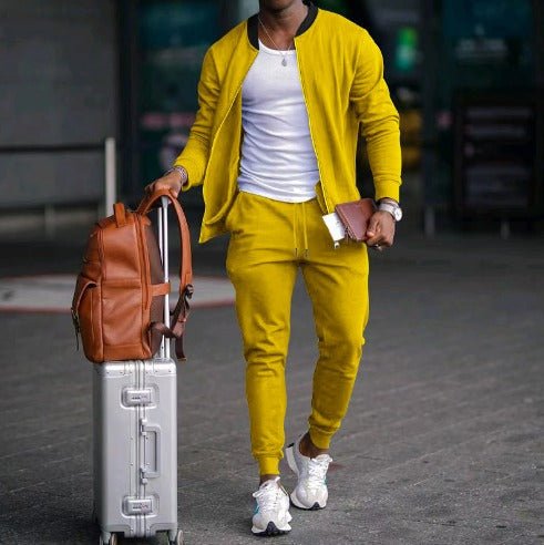 Levoire | Costume De Sport Pour Hommes Avec Manches Longues Jaune