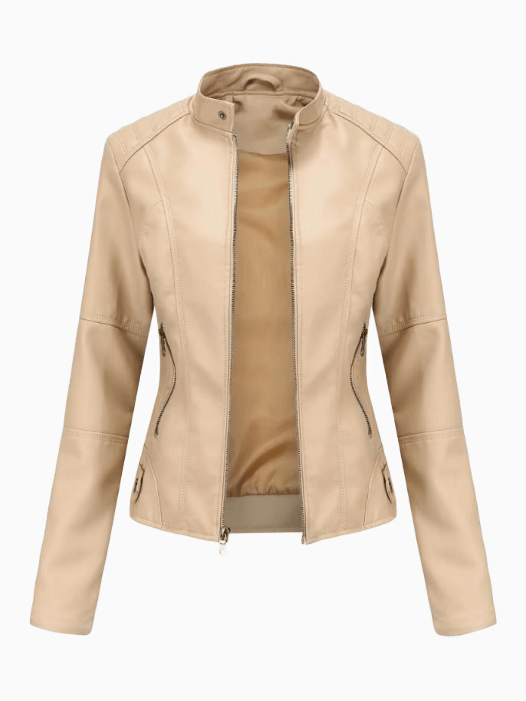 Levoire | Veste en cuir femmes Luxe Cuir véritable Vêtements pour femmes Style intemporel Beige