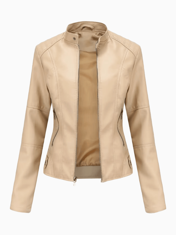 Levoire | Veste en cuir femmes Luxe Cuir véritable Vêtements pour femmes Style intemporel Beige