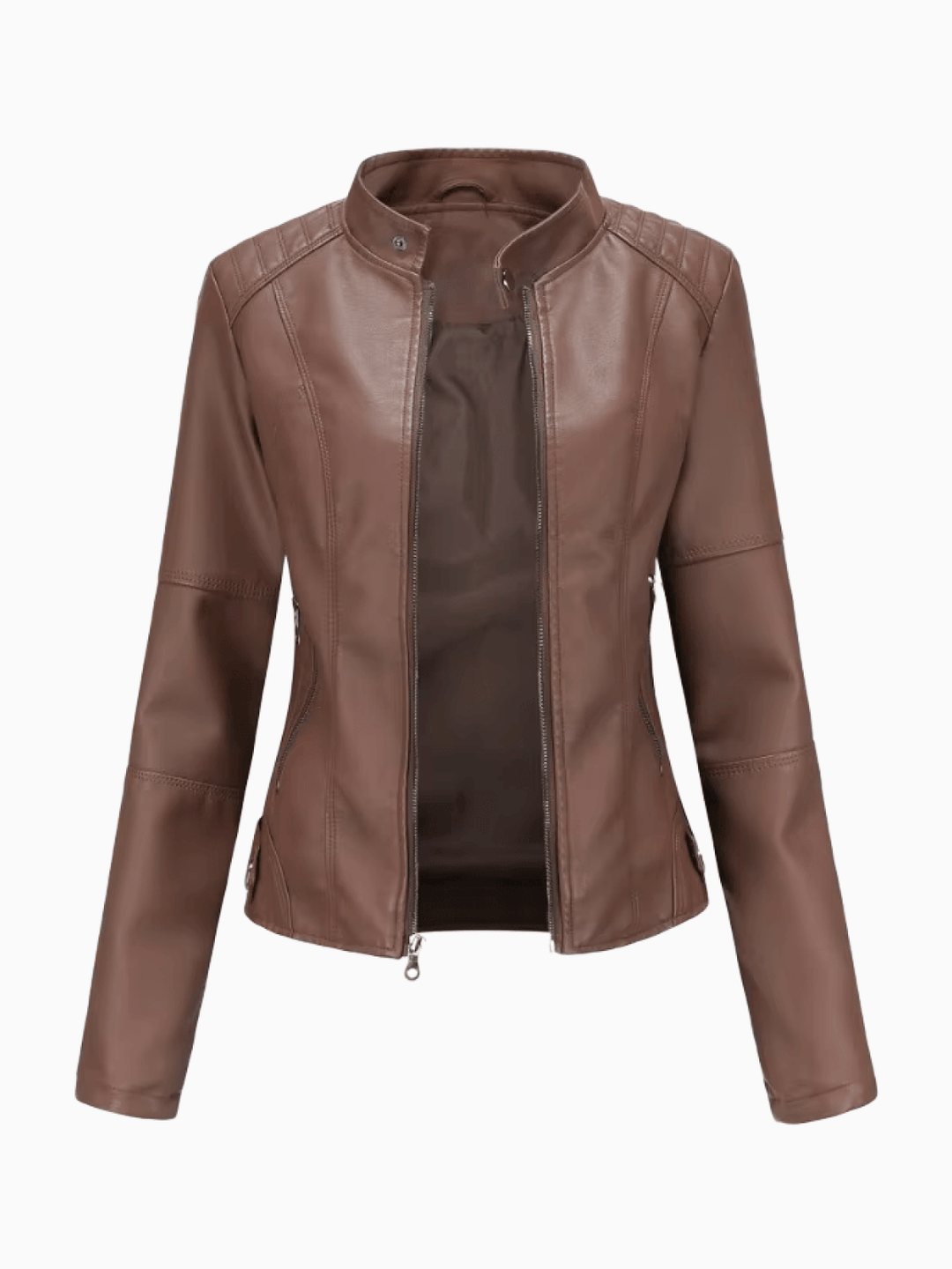 Levoire | Veste en cuir femmes Luxe Cuir véritable Vêtements pour femmes Style intemporel marron foncé