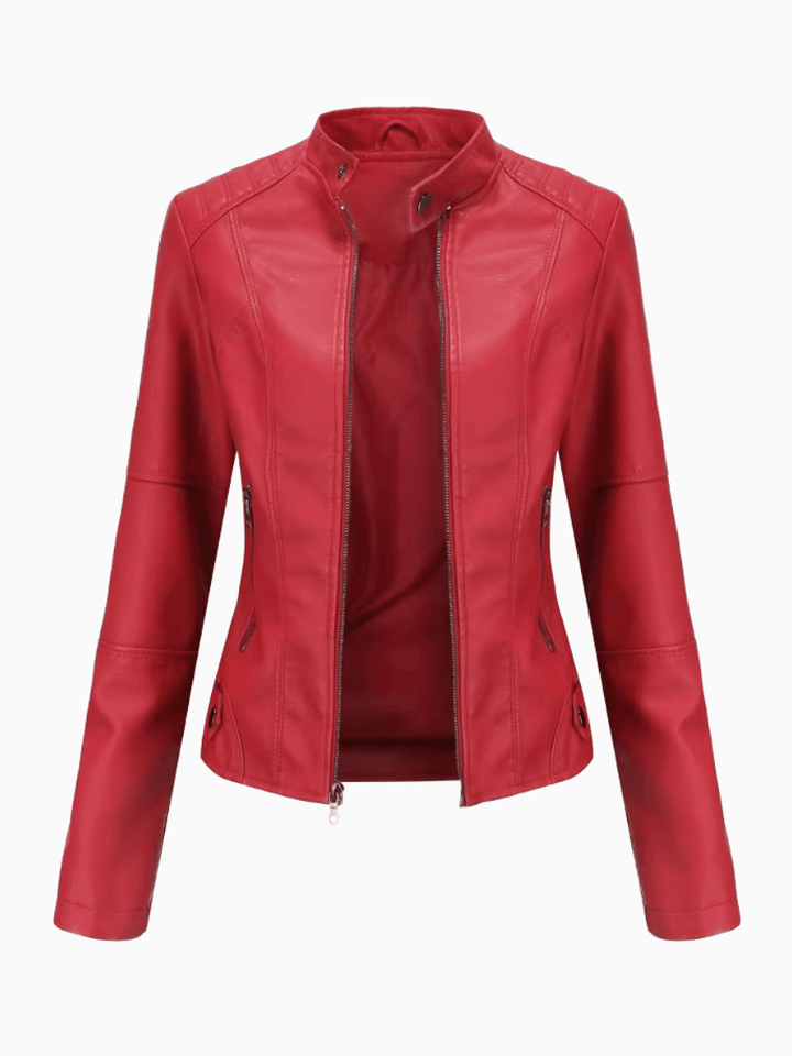 Levoire | Veste en cuir femmes Luxe Cuir véritable Vêtements pour femmes Style intemporel Rot