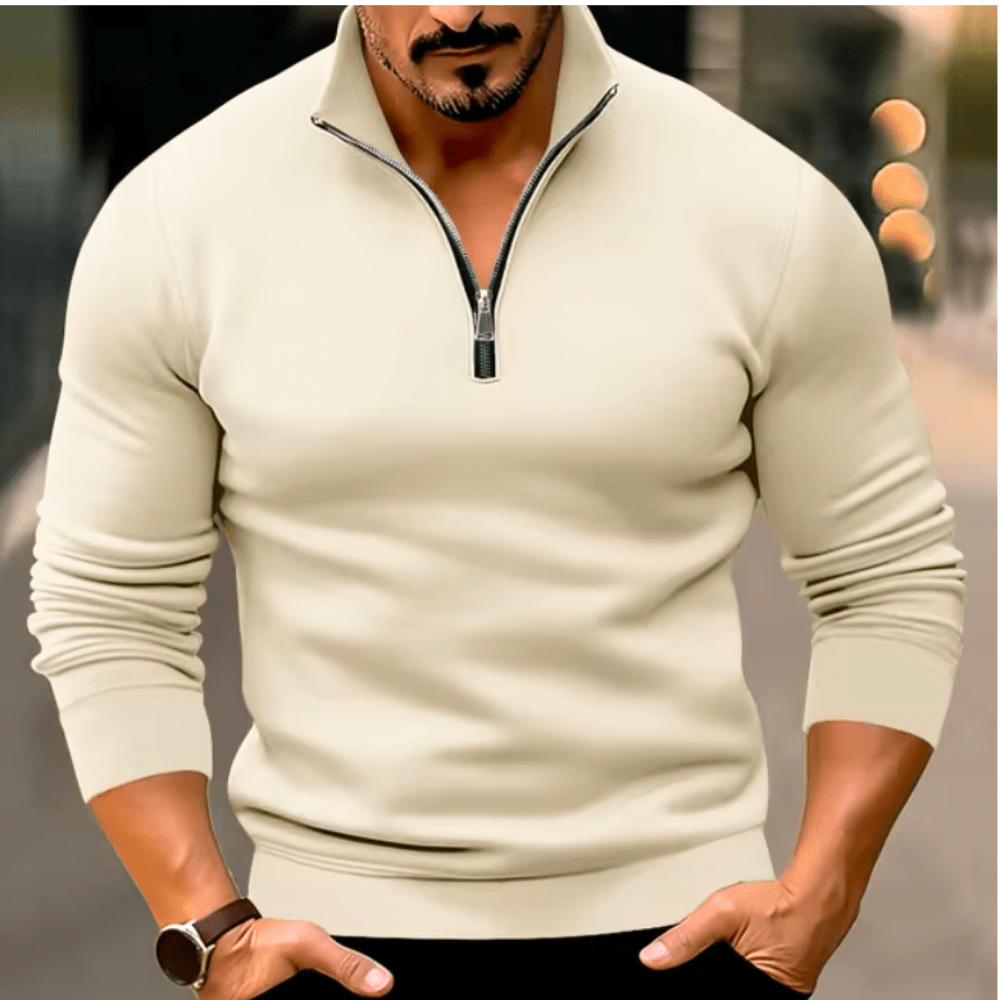 Levoire | Pull homme Pull à fermeture éclair Homme Confortable & Décontracté Abricot