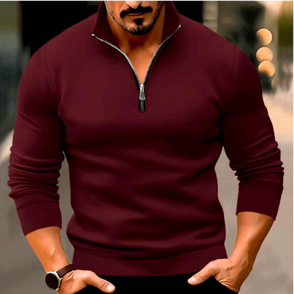 Levoire | Pull homme Pull à fermeture éclair Homme Confortable & Décontracté Bordeaux Rouge