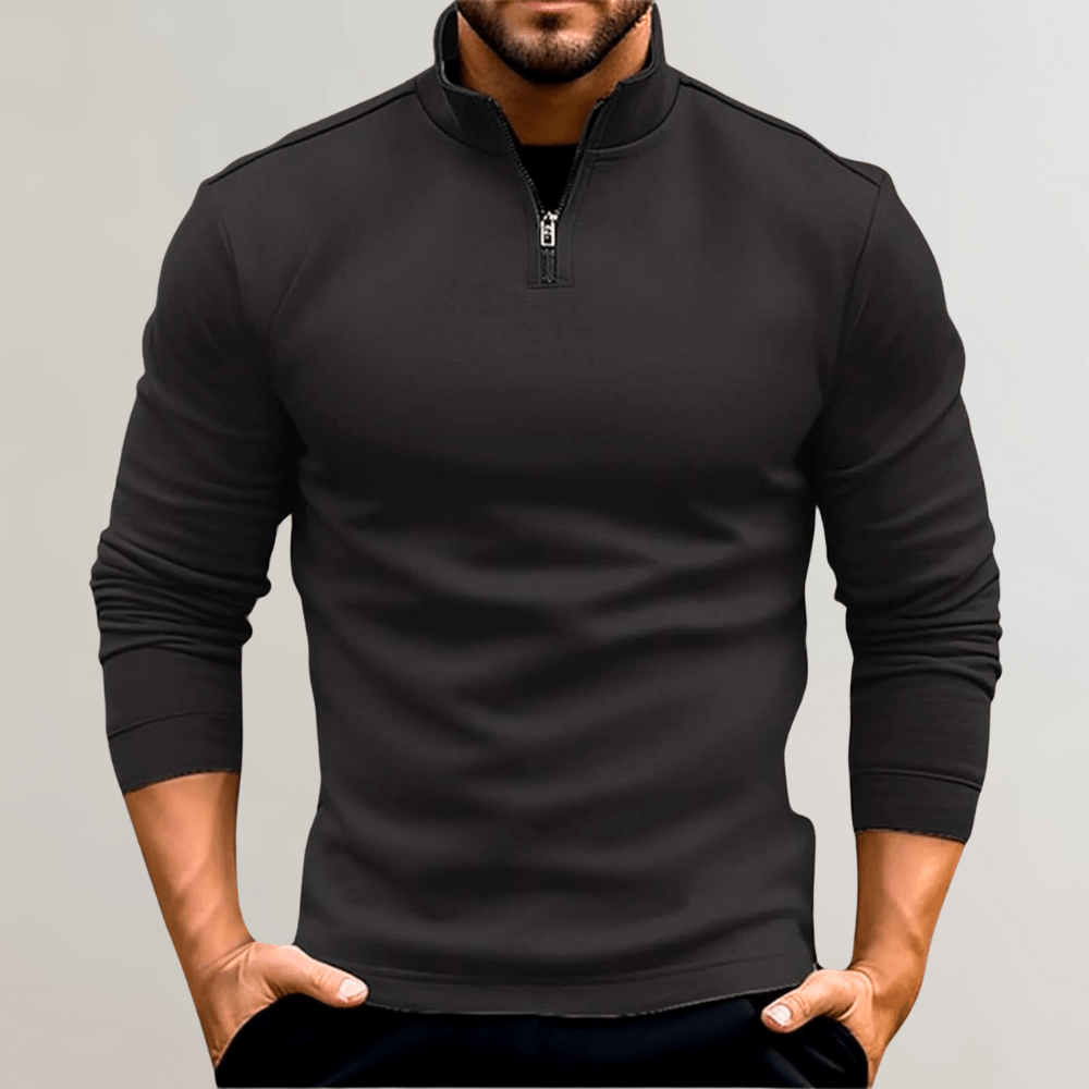 Levoire | Pull homme Pull à fermeture éclair Homme Confortable & Décontracté Noir