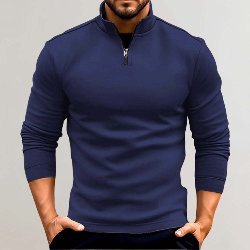 Levoire | Pull homme Pull à fermeture éclair Homme Confortable & Décontracté Bleu marine