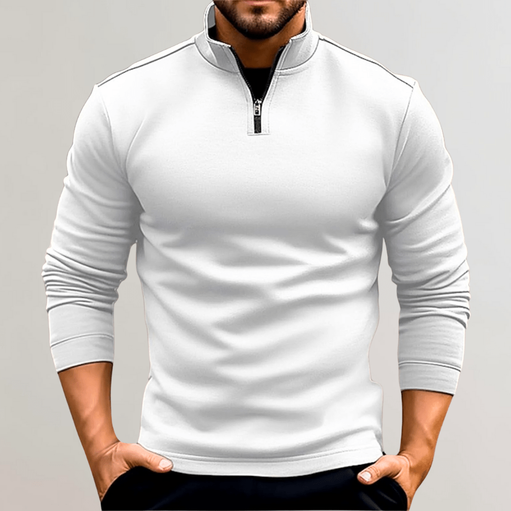 Levoire | Pull homme Pull à fermeture éclair Homme Confortable & Décontracté Blanc