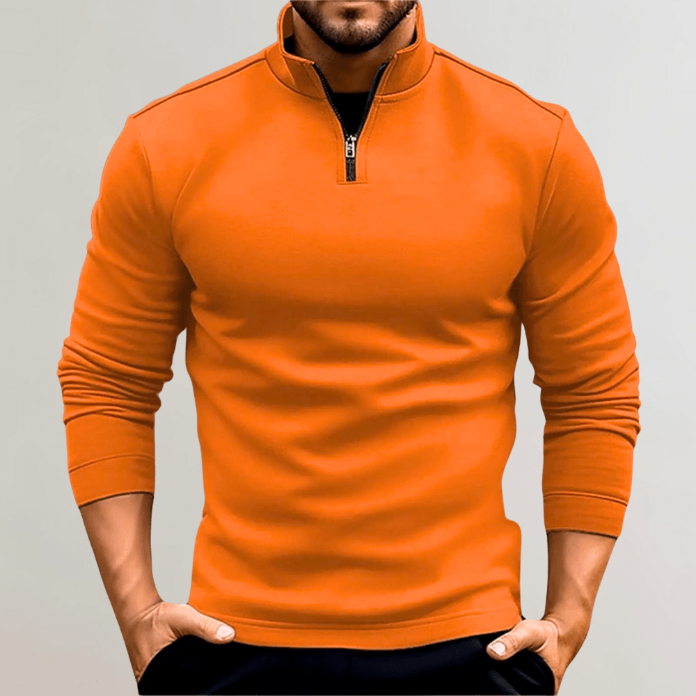Levoire | Pull homme Pull à fermeture éclair Homme Confortable & Décontracté Orange