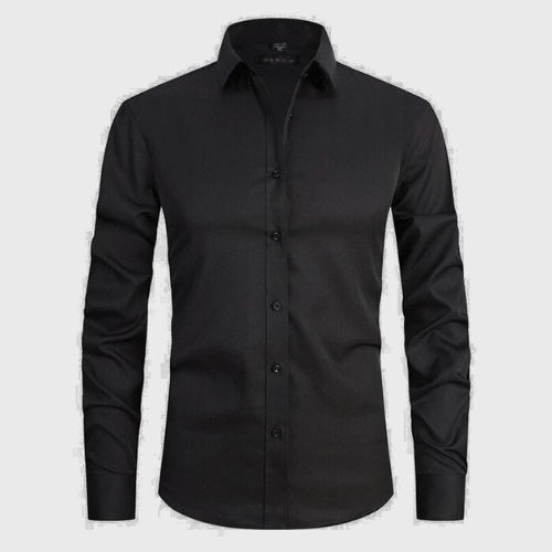 Levoire | Chemise à manches longues stretch pour hommes Chemise sans repassage Confortable Noir