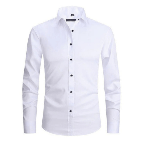 Levoire | Chemise à manches longues stretch pour hommes Chemise sans repassage Confortable Blanc