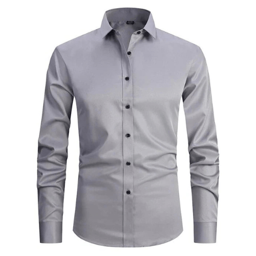Levoire | Chemise à manches longues stretch pour hommes Chemise sans repassage Confortable Gris