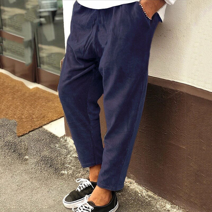 Levoire | Pantalon En Velours Côtelé Pour Hommes Pantalon Décontracté Confortable En Coupe Loose Classique Bleu