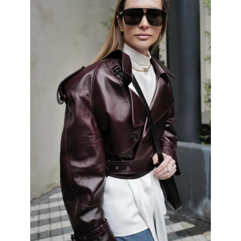 Levoire | Veste Courte Élégante Marron foncé