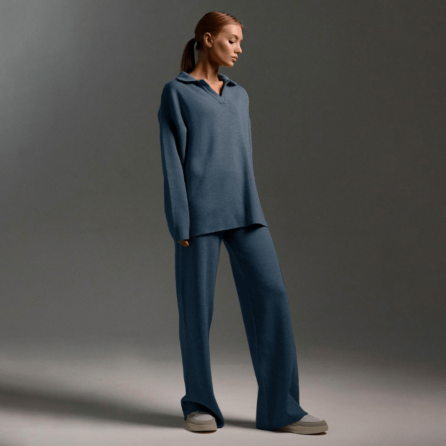 Levoire | Ensemble de sport pour femmes en tricot tendance et confortable Bleu