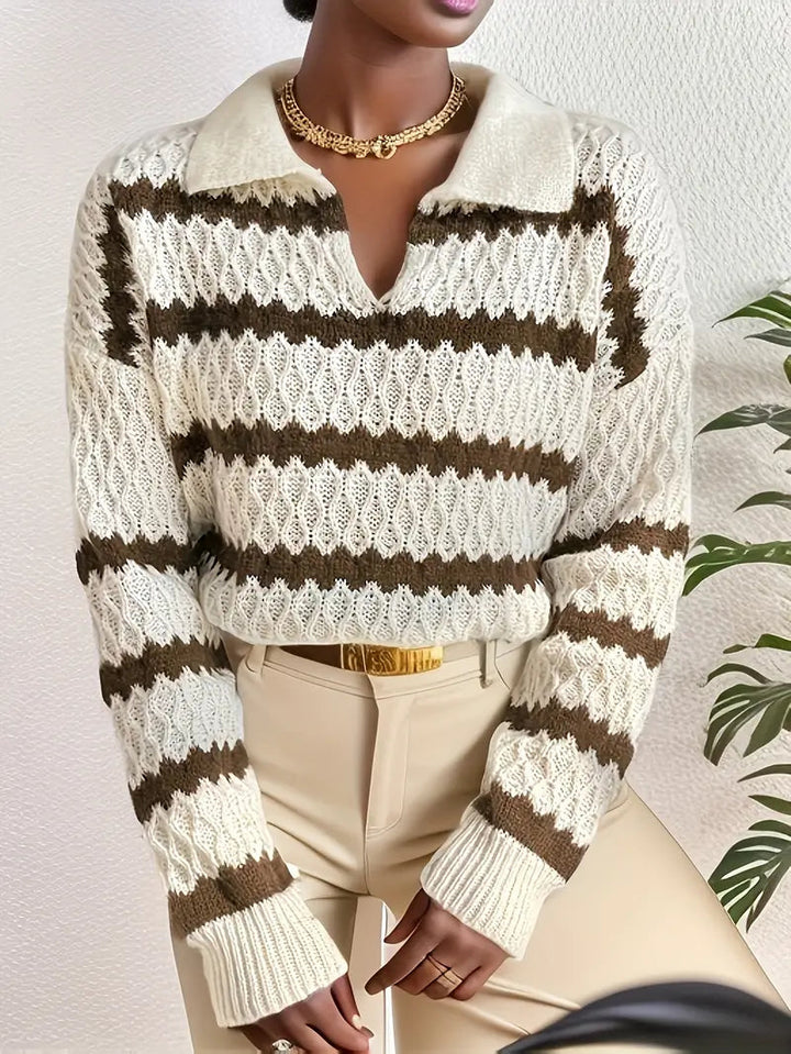 Levoire | Trendiknitwear Rayé Stylé, Chaud & Confortable Abricot