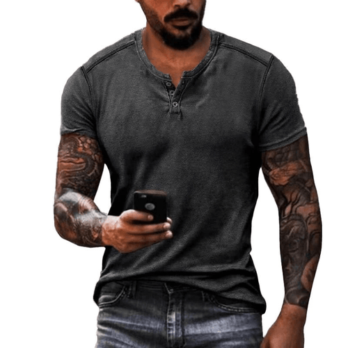 Levoire | Chemise pour hommes T-shirt Henley col décontracté Matériau respirant