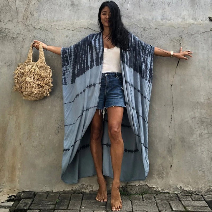 Levoire | Ranta Bikini Kimono Jacket Gris Raidoitettu une taille