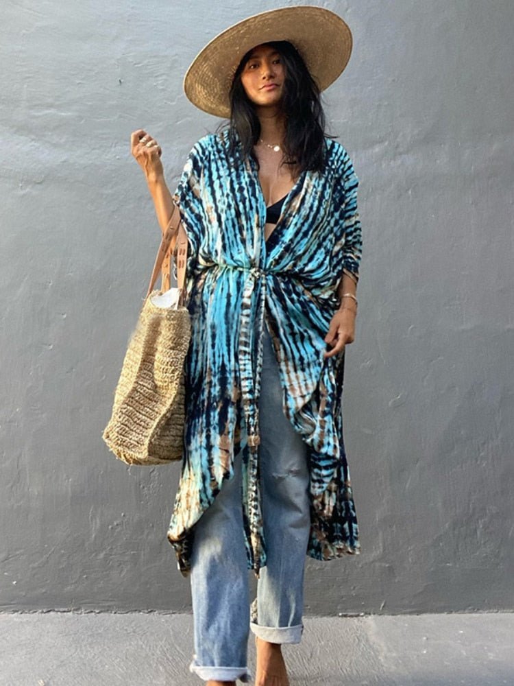 Levoire | Ranta Bikini Kimono Jacket Blau Kahvi une taille
