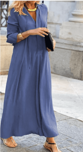 Levoire | Robe Femme Décolleté en V Coton Robe Longue Élégante