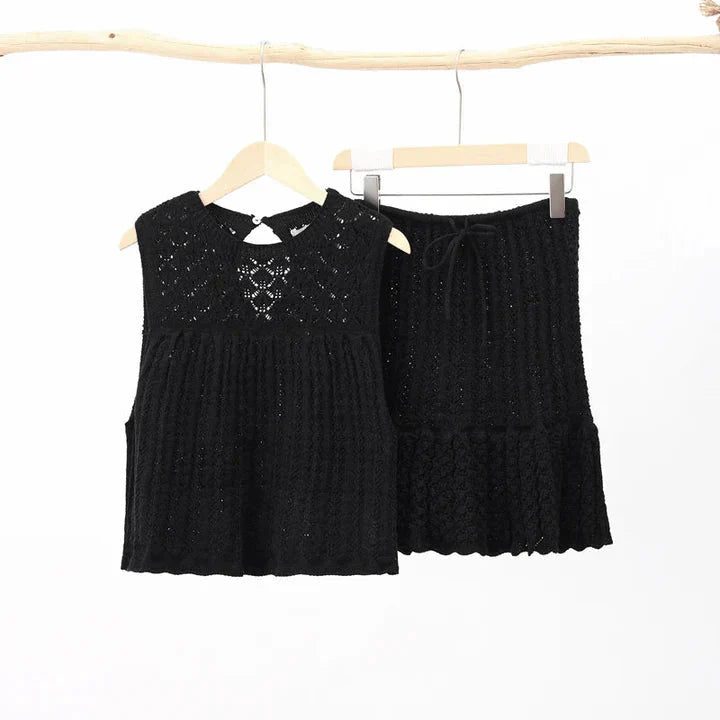 Levoire | Ensemble Deux Pièces En Coton Crochet Pour Les Amateurs De Style Noir