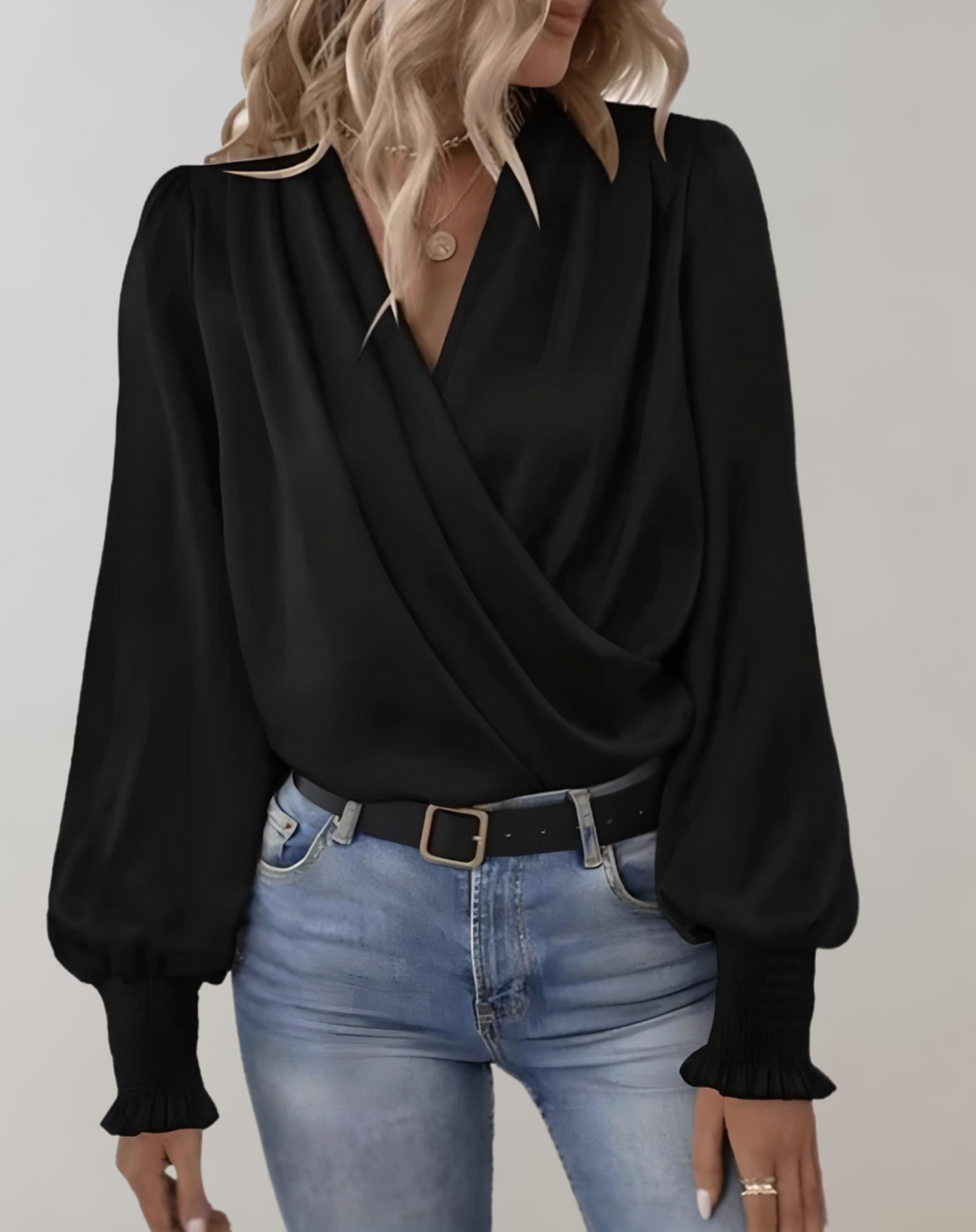 Levoire | Chemise De Luxe À Col V Avec Manches Longues Noir