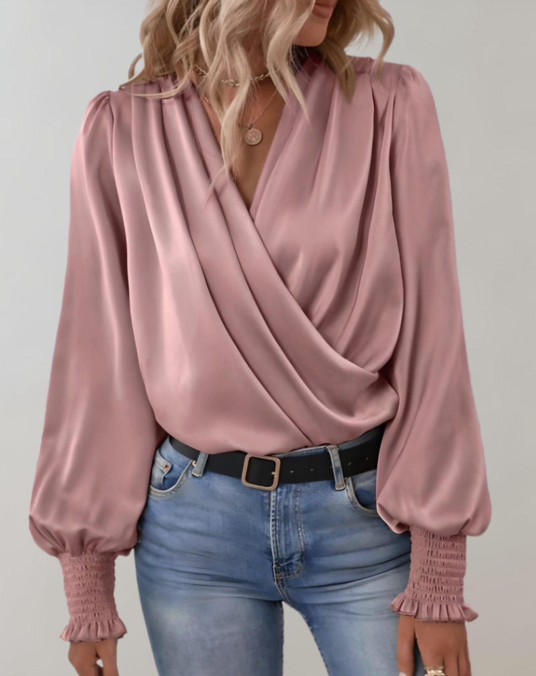 Levoire | Chemise De Luxe À Col V Avec Manches Longues Rosa