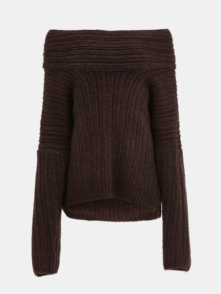 Levoire | Pull-over élégant à épaules dénudées pour femmes Brun foncé