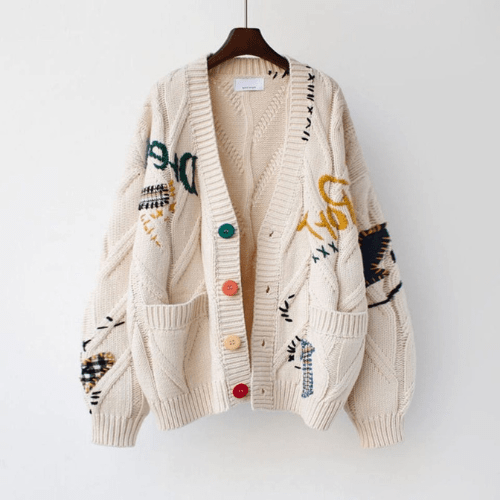 Levoire | Veste en tricot pour femmes style vintage Crème