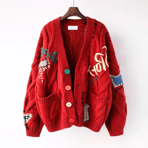 Levoire | Veste en tricot pour femmes style vintage Rot