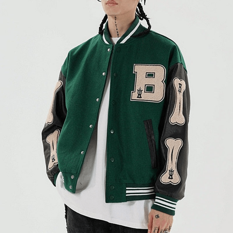 Levoire | Veste de baseball Veste pour femmes Sweatshirt Veste bombardier Vert
