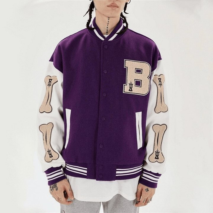 Levoire | Veste de baseball Veste pour femmes Sweatshirt Veste bombardier Lilas