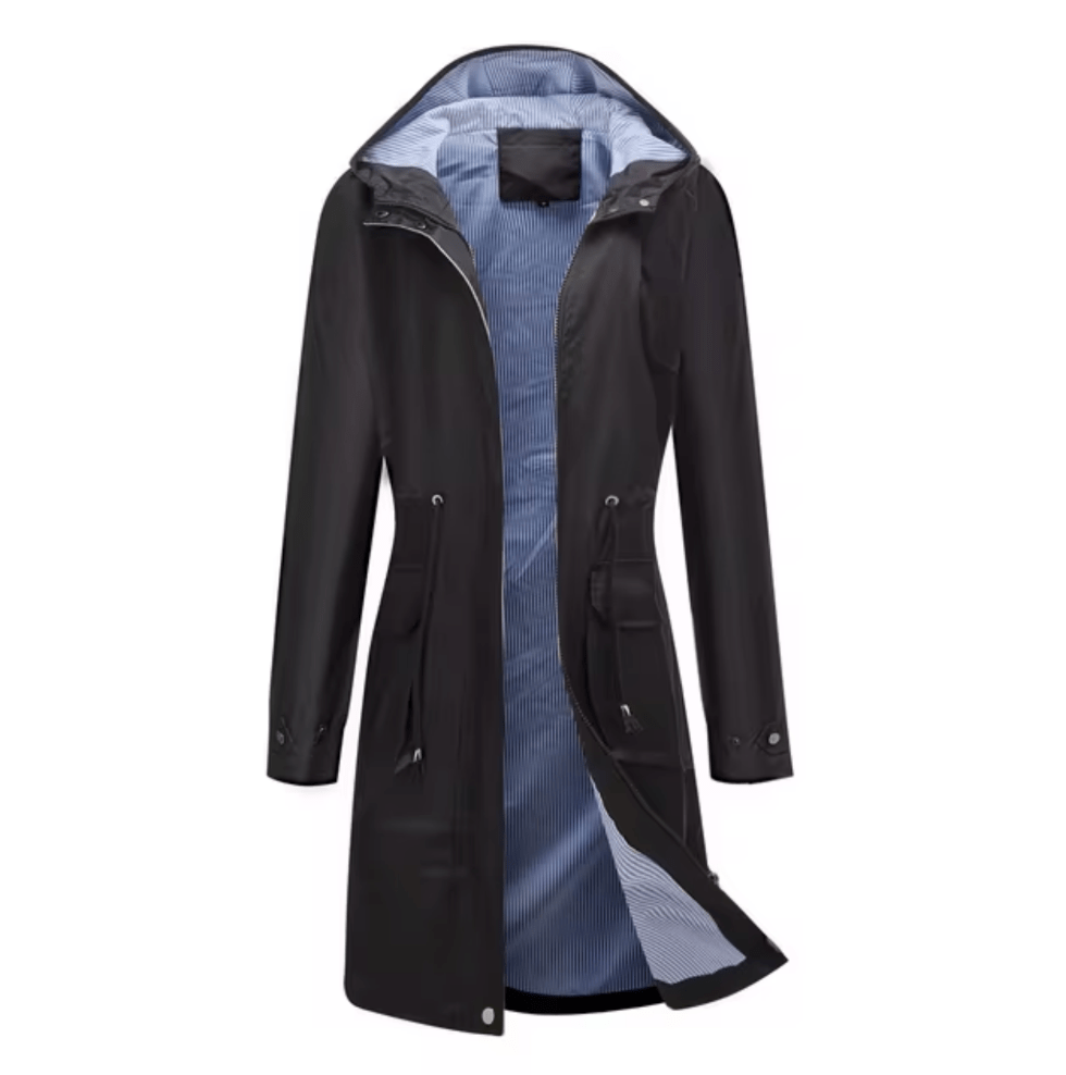 Levoire | Manteau Long Femme Imperméable Capuche Confort Noir