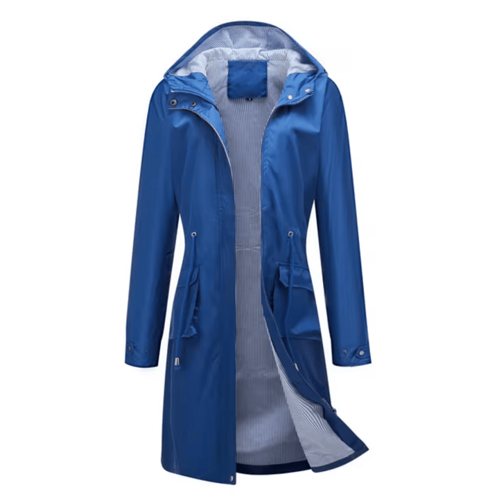 Levoire | Manteau Long Femme Imperméable Capuche Confort Bleu