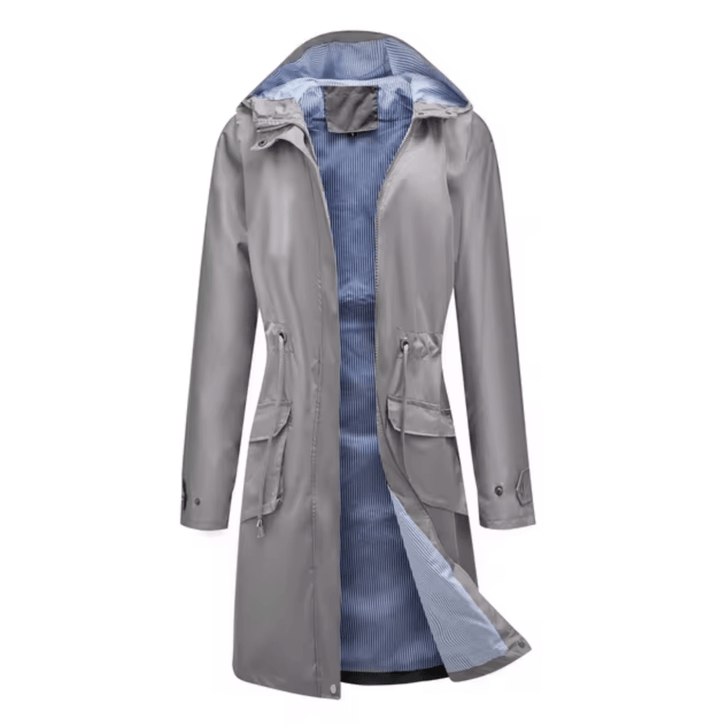 Levoire | Manteau Long Femme Imperméable Capuche Confort Gris