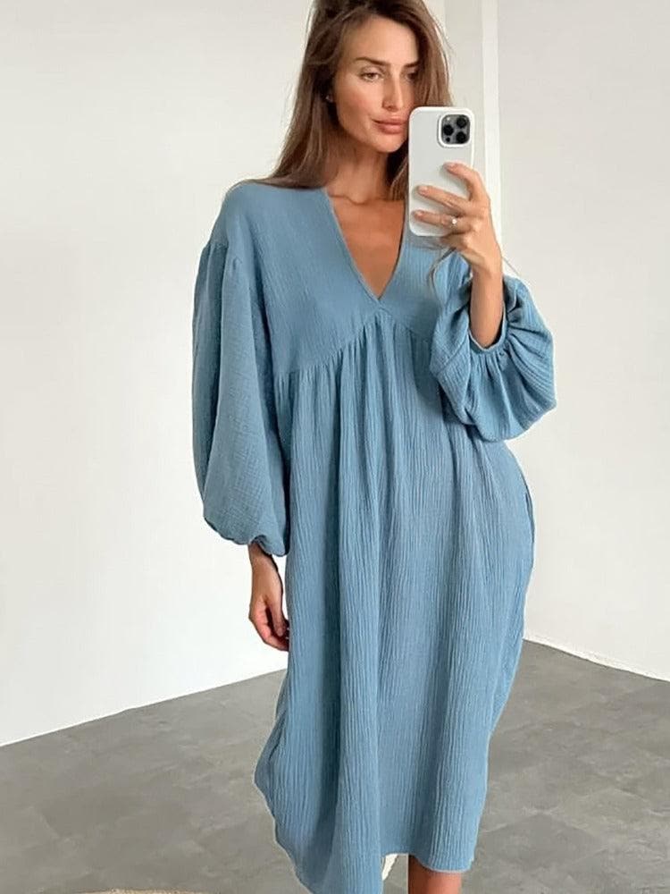 Levoire | Robe Maxi Avec Décolleté En V Bleu