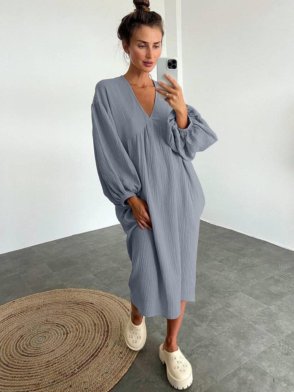 Levoire | Robe longue à col en V Gris