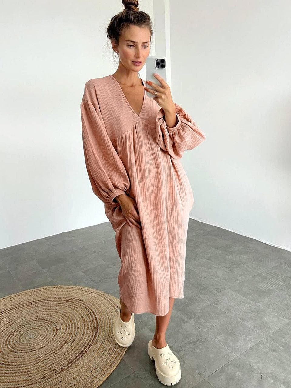 Levoire | Robe longue à col en V Rosa