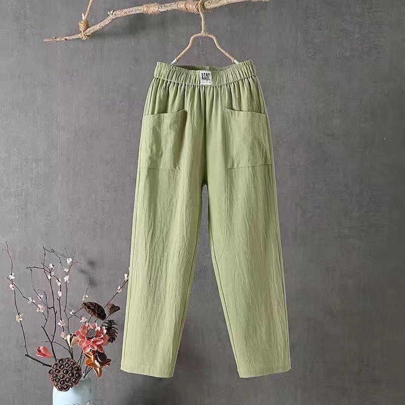 Levoire | Pantalons En Coton Lin Rentokas Vert