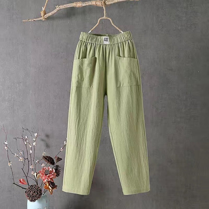 Levoire | Pantalons En Coton Lin Rentokas Vert
