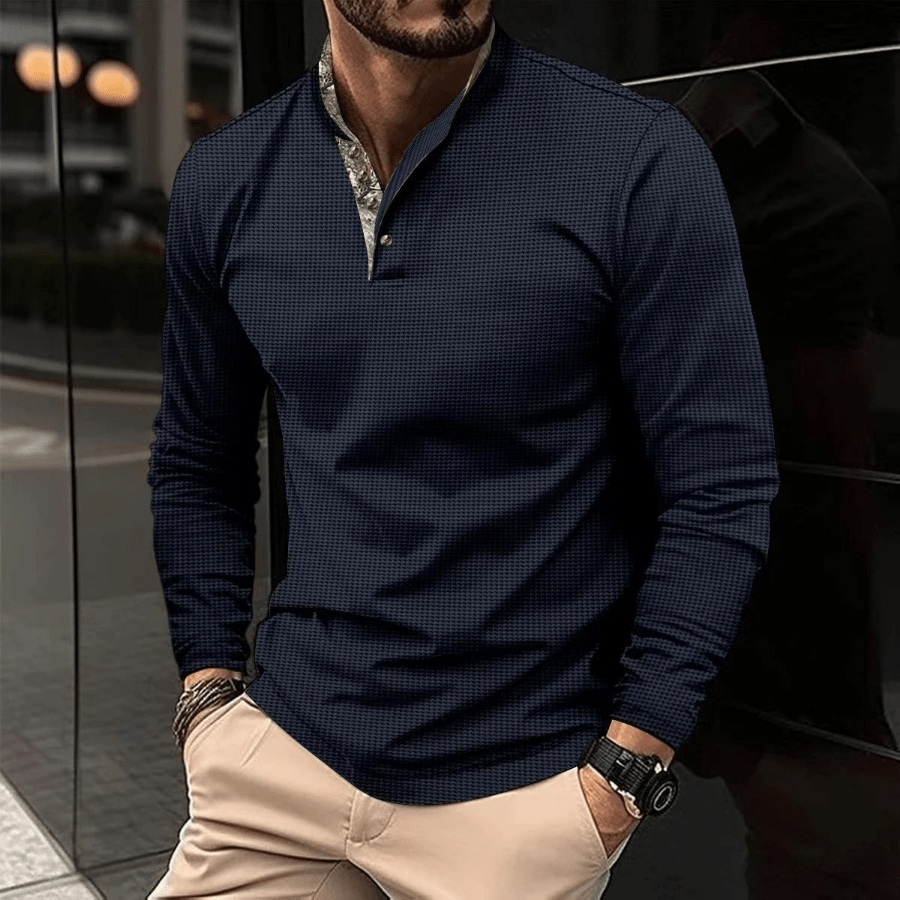 Levoire | Pull Polo Col Coloré Homme Bleu marine