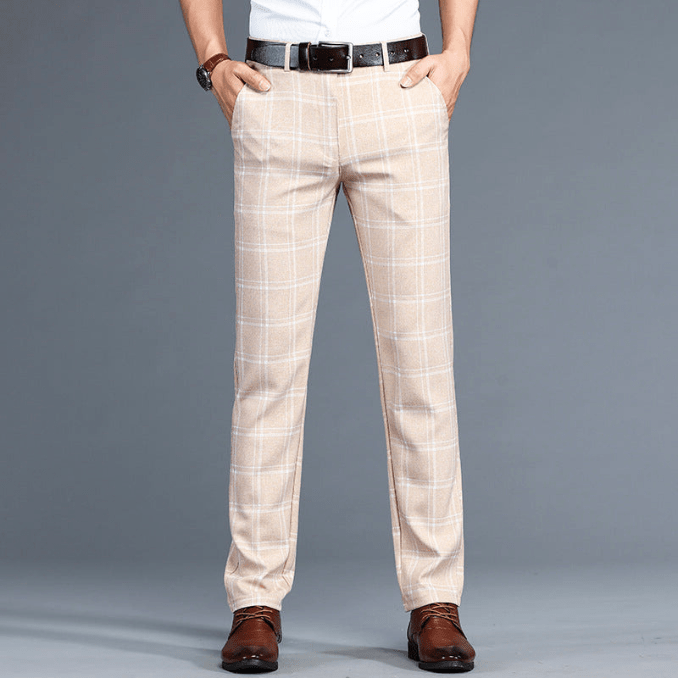 Levoire | Pantalon à carreaux Pantalon pour homme confortable avec motif à carreaux classique Beige