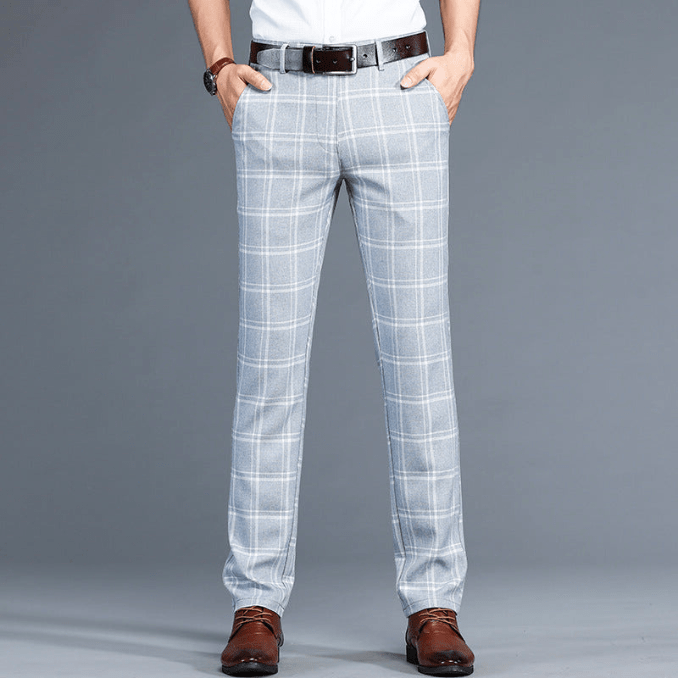 Levoire | Pantalon à carreaux Pantalon pour homme confortable avec motif à carreaux classique Bleu clair