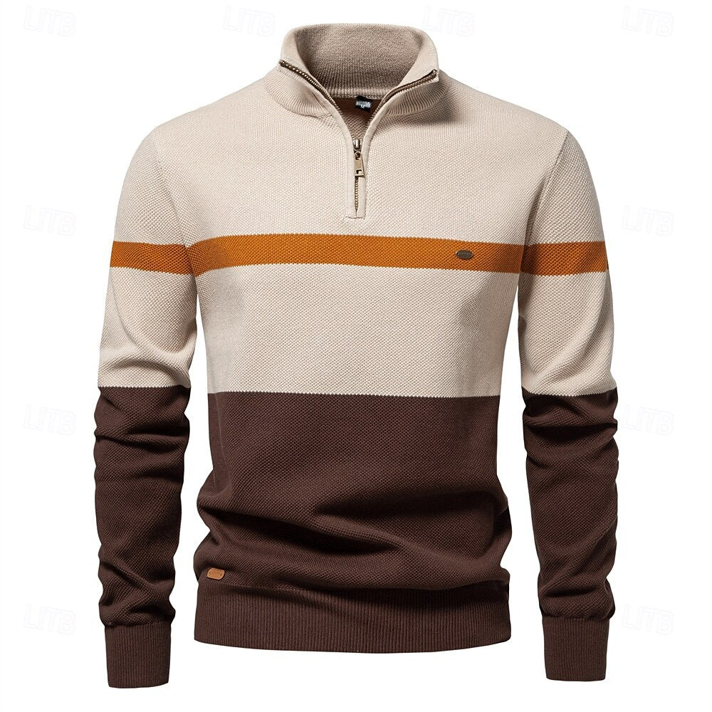 Levoire | Tricot Avec Fermeture Éclair Quart Pour Les Journées Fraîches Khaki