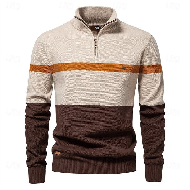 Levoire | Tricot Avec Fermeture Éclair Quart Pour Les Journées Fraîches Khaki