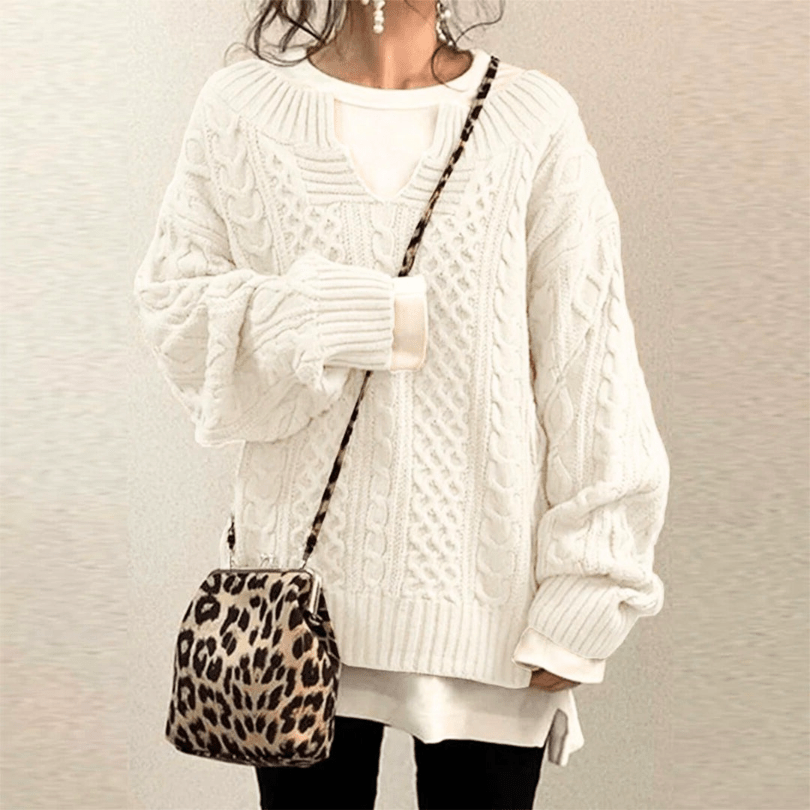 Levoire | Pull Décontracté Femme Chaud Confort Tendance Blanc