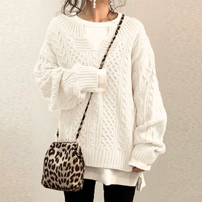 Levoire | Pull Décontracté Femme Chaud Confort Tendance Blanc