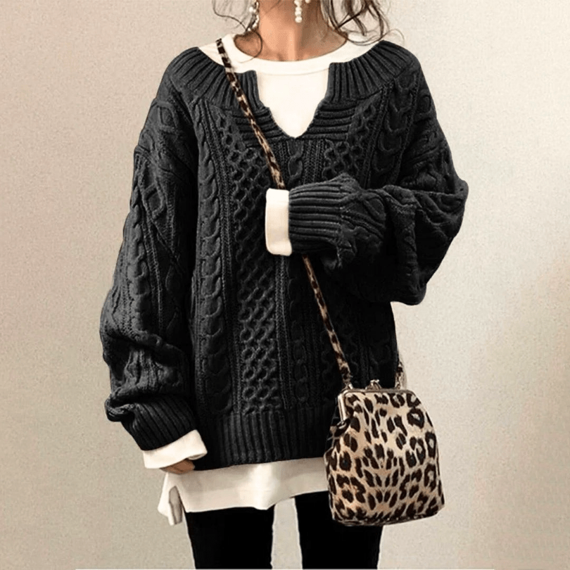Levoire | Pull Décontracté Femme Chaud Confort Tendance Noir