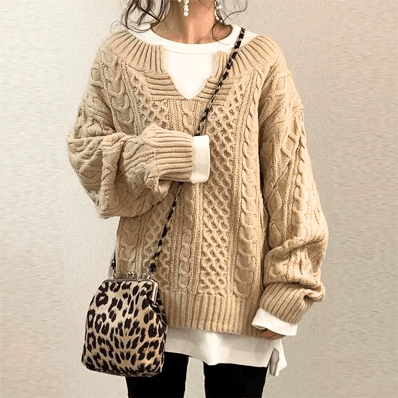 Levoire | Pull Décontracté Femme Chaud Confort Tendance Kaki